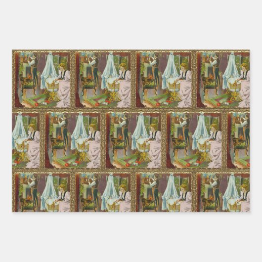 Der erste Besuch des Weihnachtsmanns Geschenkpapier Set (Vorderseite)