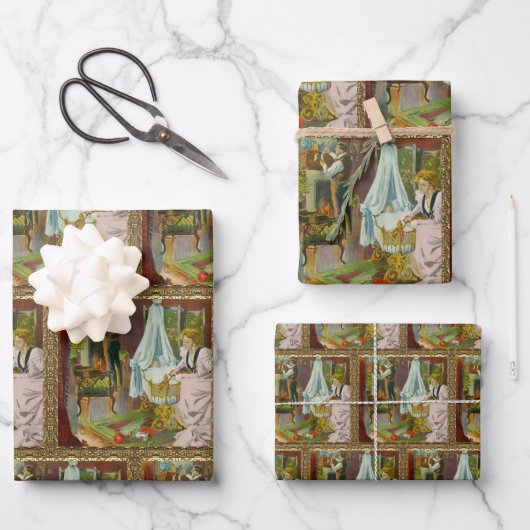 Der erste Besuch des Weihnachtsmanns Geschenkpapier Set (Vorderseite)