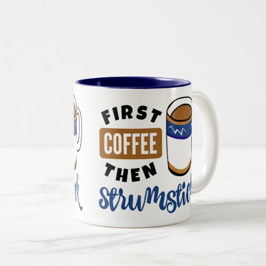 Der erste Coffee Dann Strumstick Music Lauf Zweifarbige Tasse (VorderseiteRechts)