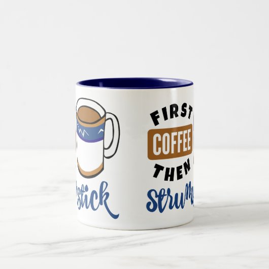 Der erste Coffee Dann Strumstick Music Lauf Zweifarbige Tasse (Mittel)