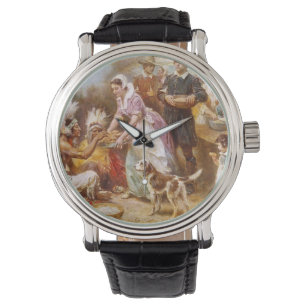 Der erste Erntedank 1621 Armbanduhr