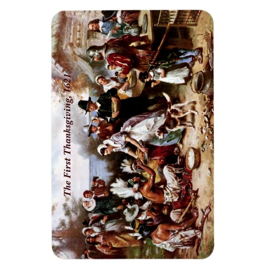 Der erste Erntedank, 1621. Fine Art Magnet (Vertikal)