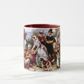 Der erste Erntedank 1621. Kunsthandwerk-Tasse Tasse (Zentrum)