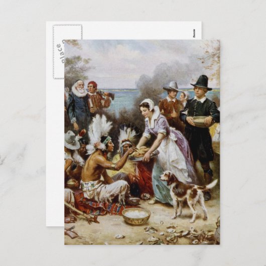 Der erste Erntedank Feiertagspostkarte (Vorne/Hinten)