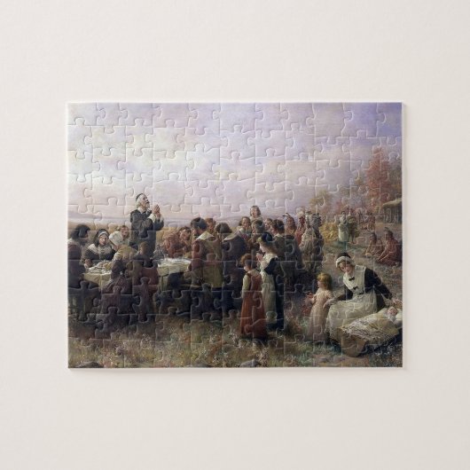 Der erste Erntedank in Plymouth von Brownscombe Puzzle (Horizontal)
