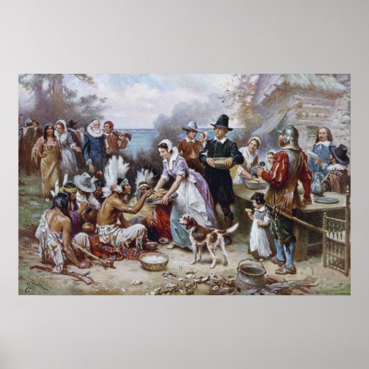 Der erste Erntedank von Jean Ferris c. 1912 Poster (Vorne)