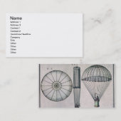 Der erste Fallschirm-Abfall durch Andre-Jacques Visitenkarte (Vorne/Hinten)