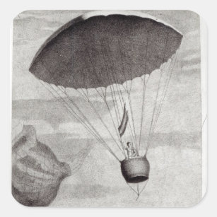 Der erste Fallschirm-Abfall Quadratischer Aufkleber