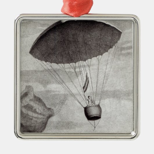 Der erste Fallschirm-Abfall Silbernes Ornament (Vorne)
