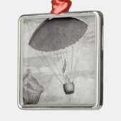 Der erste Fallschirm-Abfall Silbernes Ornament (Links)
