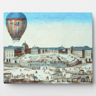 Der erste Flug von Pilatre du Roziers Heißluftgebl Fotoplatte