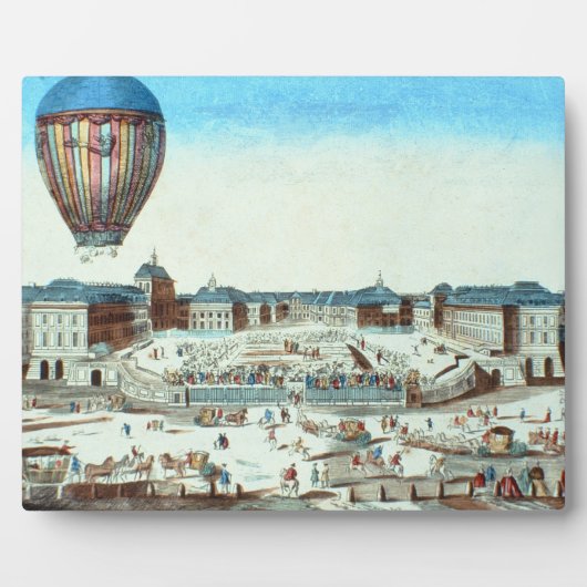 Der erste Flug von Pilatre du Roziers Heißluftgebl Fotoplatte (Vorderseite)