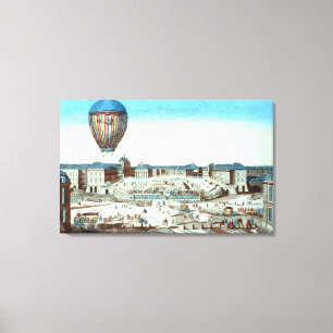 Der erste Flug von Pilatre du Roziers Heißluftgebl Leinwanddruck