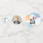 Der erste Geburtstag des personalisierten Jungen | Konfetti (Vorderseiten)