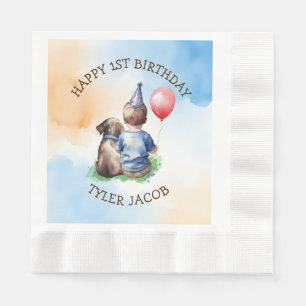 Der erste Geburtstag des personalisierten Jungen Serviette