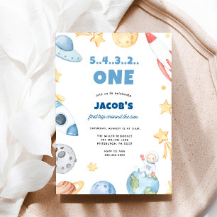 Der erste Geburtstag im Weltraum explodiert Einladung