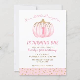 Der erste Geburtstag Pink Little Pumpkin ist ein T Einladung