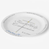 Der erste heilige Kommunion Name Silberkreuz Pappteller (Schrägansicht)