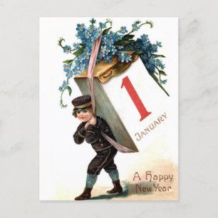 Der Erste Januar kommt Postkarte