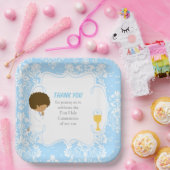 Der erste Kommune Afrikanischer Blauer Damast Pappteller (Party)