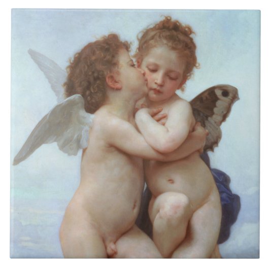 Der Erste Kuss, Amor und Psyche, Bouguereau Fliese (Vorderseite)