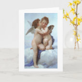 Der Erste Kuss, Amor und Psyche, Bouguereau Karte (Gelbe Blume)