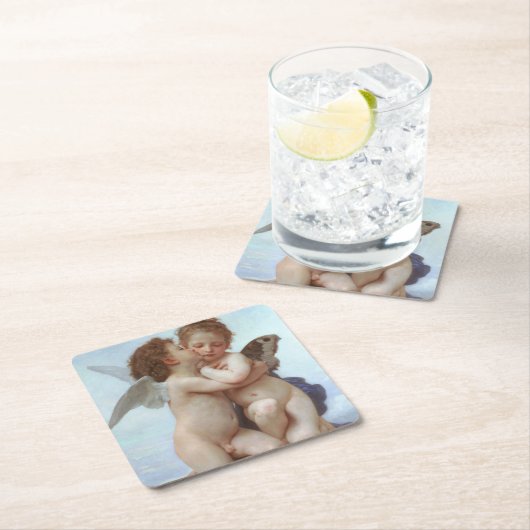 Der erste Kuss, Amor und Psyche, Bouguereau Rechteckiger Pappuntersetzer (Vor Ort)