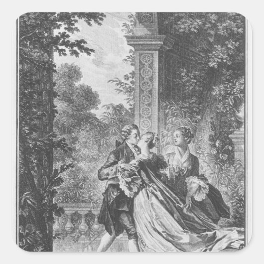 Der erste Kuss der Liebe Quadratischer Aufkleber (Vorderseite)