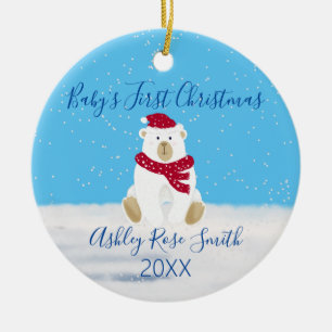 Der erste niedliche Eisbär des Babys Keramik Ornament