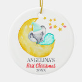 Der erste Niedliche Elefant des Babys auf dem Mond Keramik Ornament (Vorne)