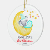 Der erste Niedliche Elefant des Babys auf dem Mond Keramik Ornament (Links)