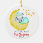 Der erste Niedliche Elefant des Babys auf dem Mond Keramik Ornament (Hinten)