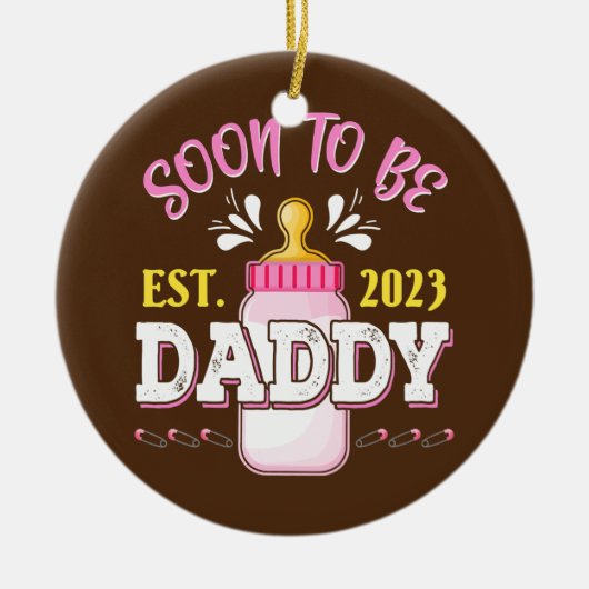 Der erste Papa gibt bald Papa-Geschenk für Papa na Keramik Ornament (Vorne)