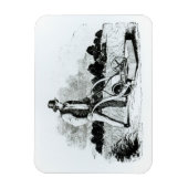 Der erste Rasenmäher (Gravur) (b/w-Foto) Magnet (Vertikal)