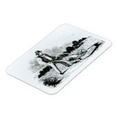 Der erste Rasenmäher (Gravur) (b/w-Foto) Magnet (Linke Seite)