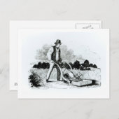 Der erste Rasenmäher (Gravur) (b/w-Foto) Postkarte (Vorne/Hinten)