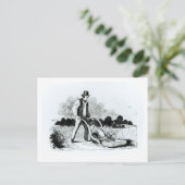 Der erste Rasenmäher (Gravur) (b/w-Foto) Postkarte (Stehend Vorderseite)