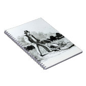 Der erste Rasenmäher (Stich) (b/w Foto) Notizblock (Rechte Seite)