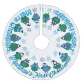 Der erste Retro-Weihnachtsmann des Babys macht IHR Polyester Weihnachtsbaumdecke (Vorderseite)