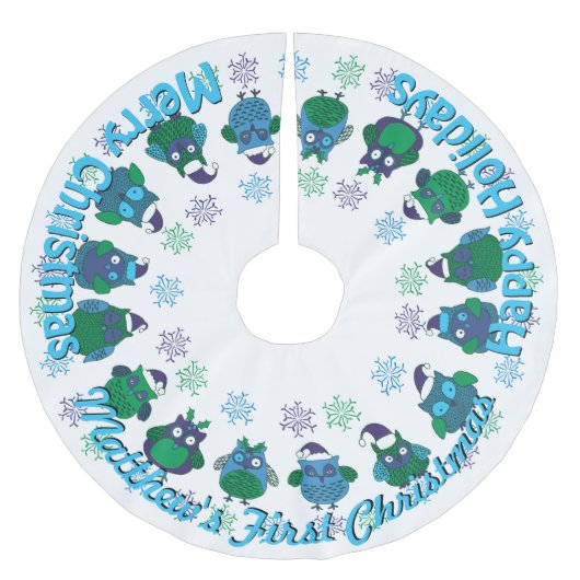 Der erste Retro-Weihnachtsmann des Babys macht IHR Polyester Weihnachtsbaumdecke (Vorderseite)