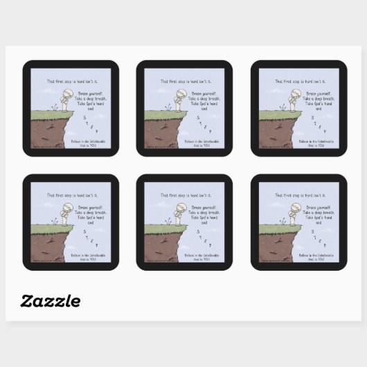 Der erste Schritt Quadratischer Aufkleber (Blatt)