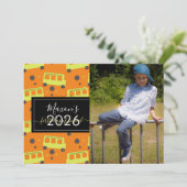 Der erste Tag der Schule Bus Muster Skript-Fotokar Einladung (Stehend Vorderseite)