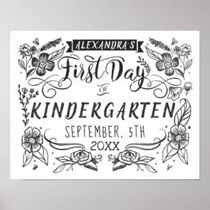 Der erste Tag der Schule Chalkboard Art White Sign Poster