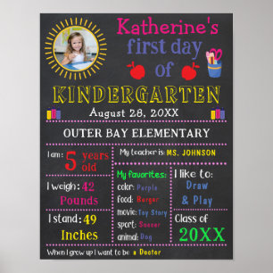 Der erste Tag der Schule Unterschrift Chalkboard C Poster