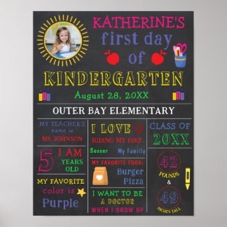 Der erste Tag der Schule Unterschrift Chalkboard C Poster