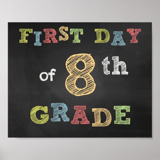 Der erste Tag des 8. Grades - Chalkboard Poster (Vorne)