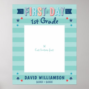 Der erste Tag des Blue Stripe Foto Frame Cutout Poster