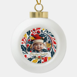 Der erste Tribal-Kranz des Babys Keramik Kugel-Ornament
