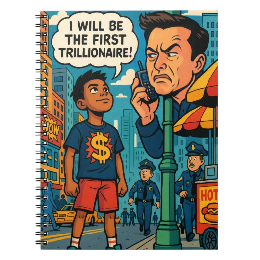 der erste Trillionär Comic Art Motivational Notizblock (Vorderseite)