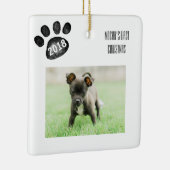 Der erste Weihnachtsdekorationshund oder -katze de Keramikornament (Rechts)